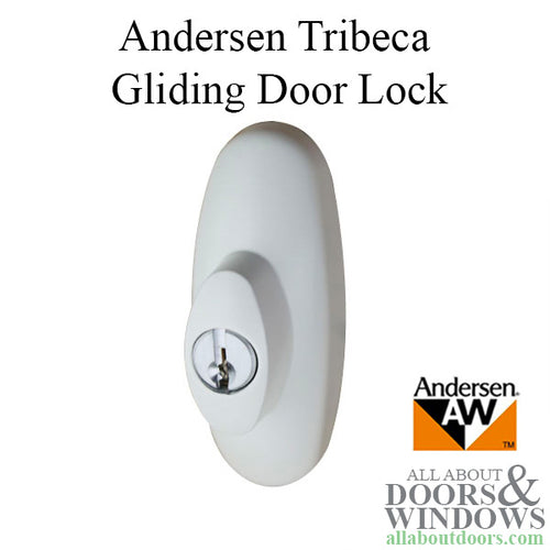 Keyed Lock Assembly, Andersen Tribeca Gliding Door, LH - White - BLEMISHED - Keyed Lock Assembly, Andersen Tribeca Gliding Door, LH - White - BLEMISHED