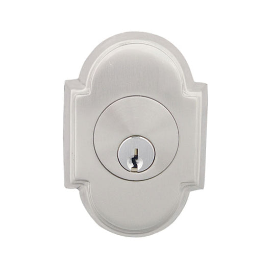 Single Cylinder Deadbolt with Strike Plate Satin Nickel