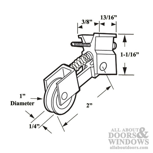 Roller Assembly with 1 Inch Nylon Wheel for Sliding Screen Door - Roller Assembly with 1 Inch Nylon Wheel for Sliding Screen Door