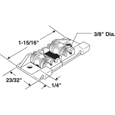 Roller Assembly (Grooved) - Sliding Windows, Nylon / Brass - Roller Assembly (Grooved) - Sliding Windows, Nylon / Brass