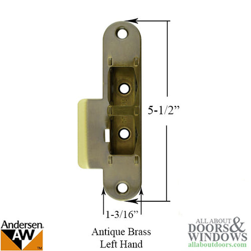 Latch and DeadBolt Receiver Left Hand - Ant. Brass - Frenchwood - Latch and DeadBolt Receiver Left Hand - Ant. Brass - Frenchwood