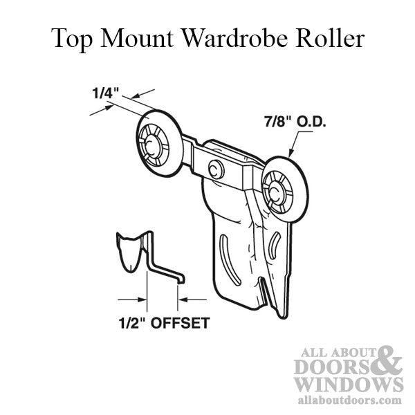 Closet Door Tandem Roller Assembly with Adjustable Steel Bracket 0.875 Inch Wheel Diameter - Closet Door Tandem Roller Assembly with Adjustable Steel Bracket 0.875 Inch Wheel Diameter