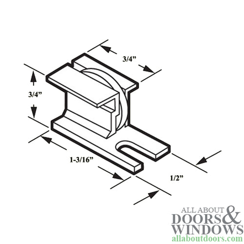 Sliding Door Nylon Roller with 0.75 Inch Nylon Wheel Diameter - Sliding Door Nylon Roller with 0.75 Inch Nylon Wheel Diameter