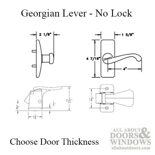 Georgian Lever and Storm Door Handle, Black, Mulitple Door Thickness - Georgian Lever and Storm Door Handle, Black, Mulitple Door Thickness