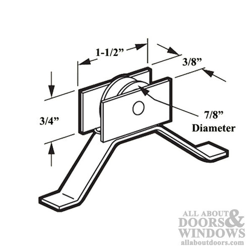 Center Mount Spring Tension Roller Assembly with 7/8 Inch Nylon Wheel for Sliding Screen Door - Center Mount Spring Tension Roller Assembly with 7/8 Inch Nylon Wheel for Sliding Screen Door