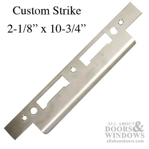 Custom Latch & Deadbolt Strike Plate, Curved lip 2-1/4 Door  - Stainless Steel - Custom Latch & Deadbolt Strike Plate, Curved lip 2-1/4 Door  - Stainless Steel