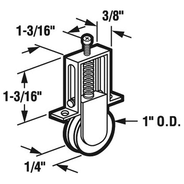 Roller Assembly with 1 Inch Nylon Wheel for Sliding Screen Door - Roller Assembly with 1 Inch Nylon Wheel for Sliding Screen Door