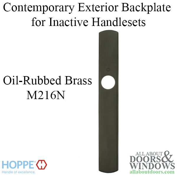 HOPPE Contemporary Exterior Backplate M216N for Inactive Handlesets - Oil Rubbed Brass - HOPPE Contemporary Exterior Backplate M216N for Inactive Handlesets - Oil Rubbed Brass