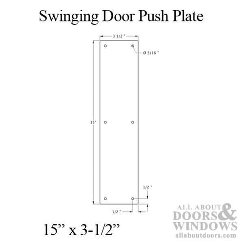 15 x 3.5 Push Plate - Brushed Chrome - 15 x 3.5 Push Plate - Brushed Chrome