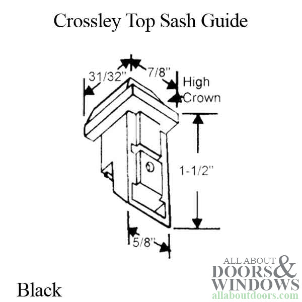 Crossley Top Sash Guide, Plastic - Black - Crossley Top Sash Guide, Plastic - Black