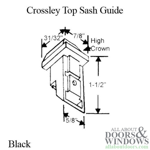 Crossley Top Sash Guide, Plastic - Black - Crossley Top Sash Guide, Plastic - Black