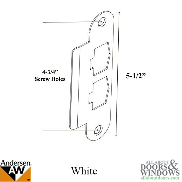 Strike Plate Cover - Andersen Frenchwood - 1990 to Present - White - Strike Plate Cover - Andersen Frenchwood - 1990 to Present - White