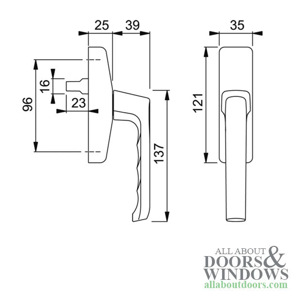 Turn & Tilt Window Handle, Silver, London, Cast Aluminum - Turn & Tilt Window Handle, Silver, London, Cast Aluminum