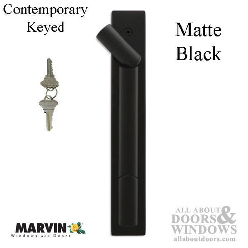 Marvin Contemporary Keyed Handle, Ultimate Sliding French Door - Matte Black - Marvin Contemporary Keyed Handle, Ultimate Sliding French Door - Matte Black