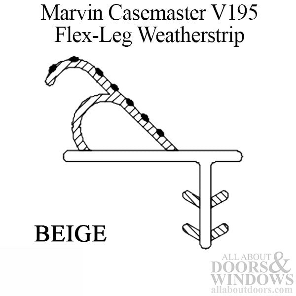 Marvin Casemaster Casement Window sash, V195 Flex-Leg Weatherstrip. 72