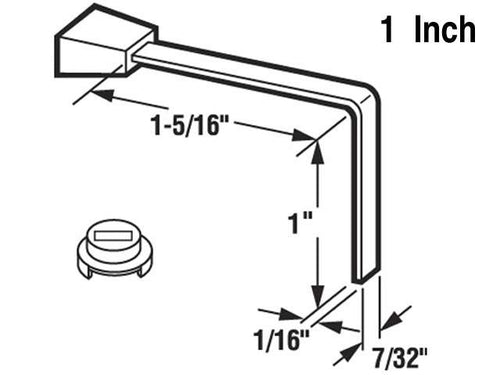 Latch Lever - Sliding Patio Door, 1 inch Tailpiece - Steel - Latch Lever - Sliding Patio Door, 1 inch Tailpiece - Steel