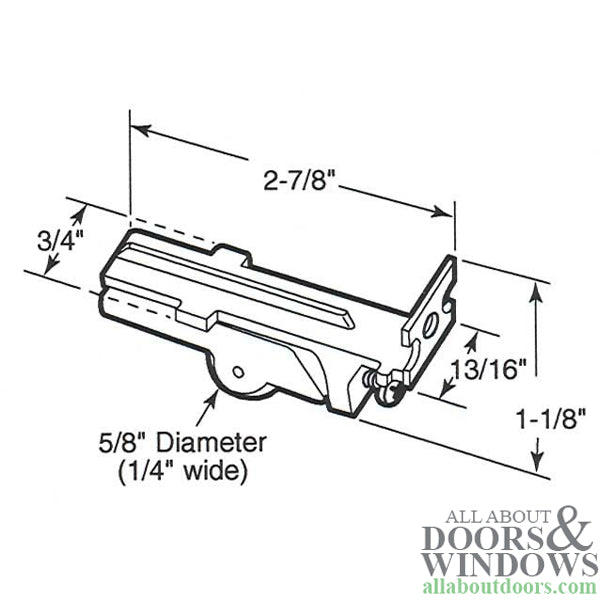 Roller Assembly for Sliding Patio Doors with Adjustable Diecast Housing 0.625 Inch Nylon Wheel Diameter - Roller Assembly for Sliding Patio Doors with Adjustable Diecast Housing 0.625 Inch Nylon Wheel Diameter