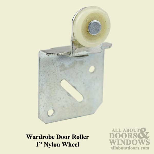 Wardrobe Door Roller Assembly with 1 Inch Nylon Wheel for Back Panel