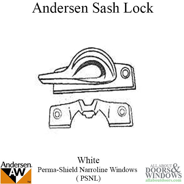 Andersen Window Parts:  Sash Lock with Keeper - White - Andersen Window Parts:  Sash Lock with Keeper - White