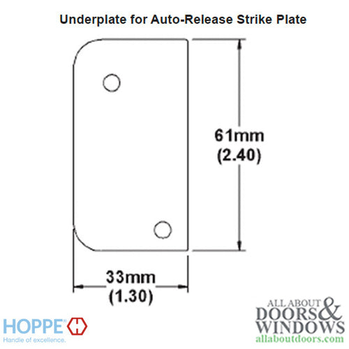 Strike Plate, RU1, Auto-Release Underplate 1.30 x 2.40 - Nickel - Strike Plate, RU1, Auto-Release Underplate 1.30 x 2.40 - Nickel