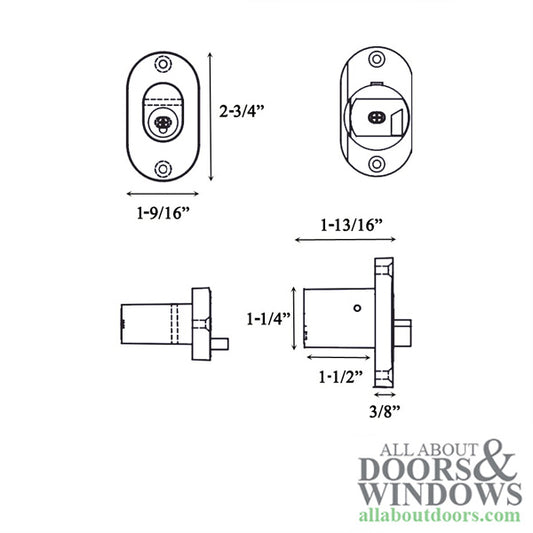 Andersen Perma-Shield 3-Panel Gliding Door Exterior Lock w/ Keys, 6 Pin - Stone