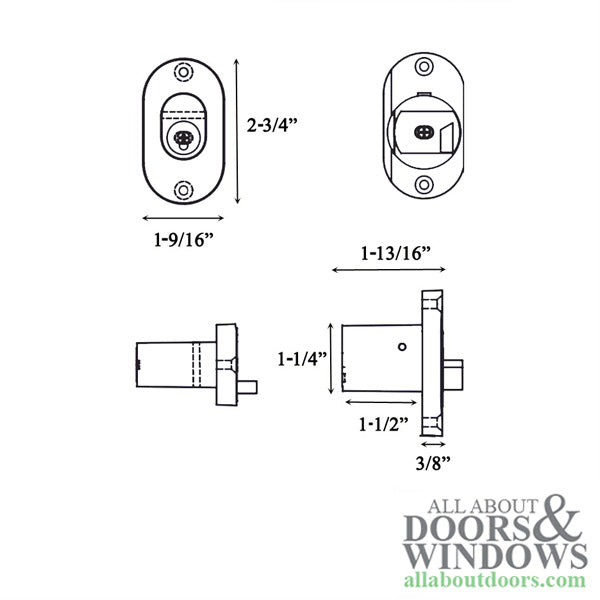 Andersen Perma-Shield 3-Panel Gliding Door Exterior Lock w/ Keys, 6 Pin - Stone - Andersen Perma-Shield 3-Panel Gliding Door Exterior Lock w/ Keys, 6 Pin - Stone