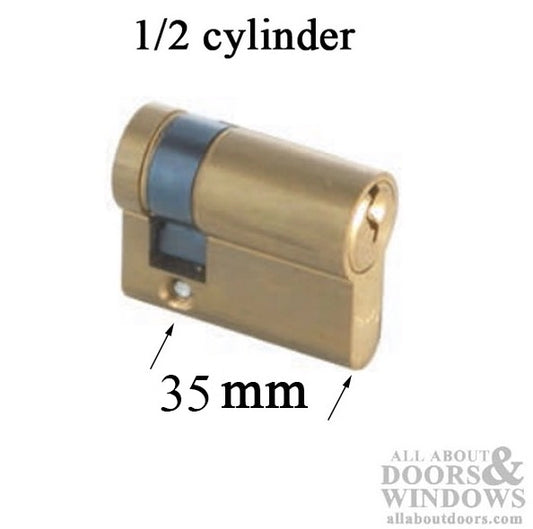 40mm Keyed 1/2 cylinder 30/10 AGB Euro Profile,  No Thumbturn