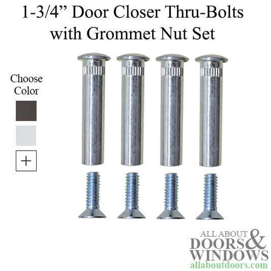 1-3/4 Inch Door Closer Thru-Bolts with Grommet Nut Set - Choose Color