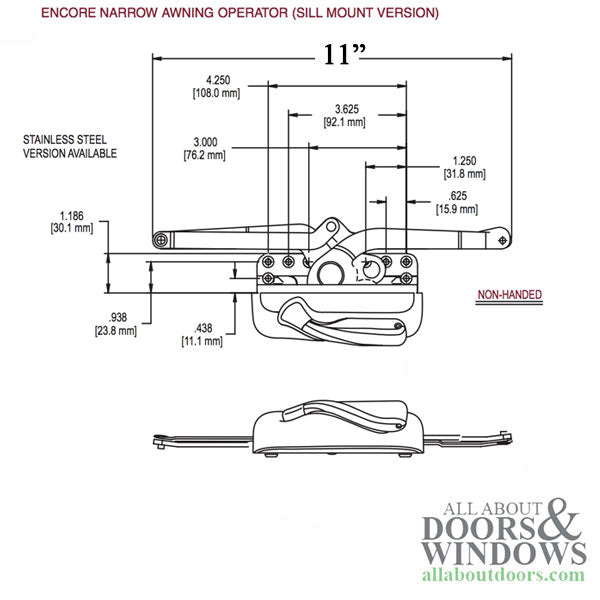 Truth Encore 51.11 Dual Arm Awning Operator, Low Profile - Truth Encore 51.11 Dual Arm Awning Operator, Low Profile