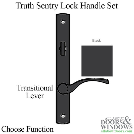 Truth Sentry Lock Handle Set, Transitional, Painted over Zinc- Black