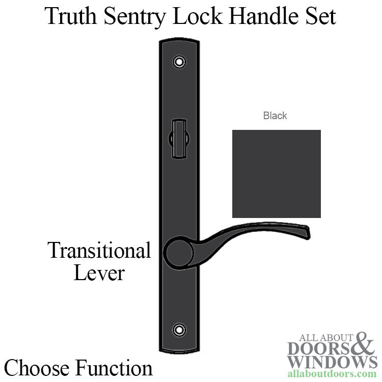 Truth Sentry Lock Handle Set, Transitional, Painted over Zinc- Black - Truth Sentry Lock Handle Set, Transitional, Painted over Zinc- Black