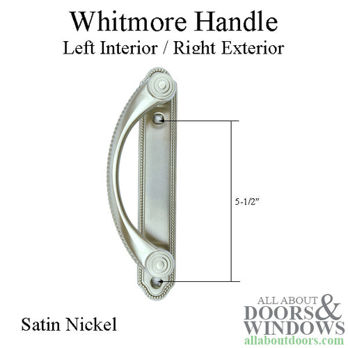 Andersen Whitmore Gliding Door Handle - Left Interior/Right Exterior - Satin Nickel - Andersen Whitmore Gliding Door Handle - Left Interior/Right Exterior - Satin Nickel