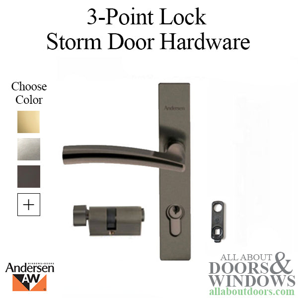 Andersen Modern 3-Point Lock, Storm Door Hardware, Kwikset Key - Andersen Modern 3-Point Lock, Storm Door Hardware, Kwikset Key