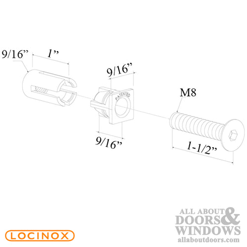 Pair of Locinox Stainless Steel Fixation Bolt with High Pulling Resistance - Pair of Locinox Stainless Steel Fixation Bolt with High Pulling Resistance