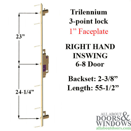 3000 Trilennium Multipoint Lock 6-8 Door Right Hand Inswing - Choose Finish - 3000 Trilennium Multipoint Lock 6-8 Door Right Hand Inswing - Choose Finish