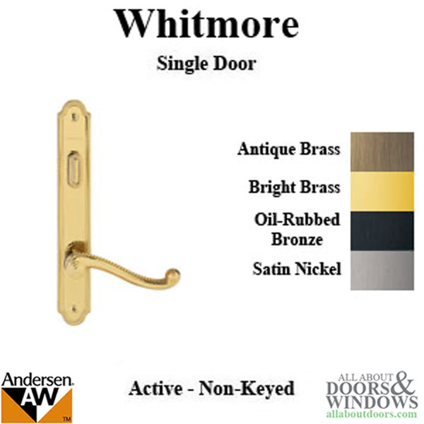 Hardware Kit, Single Door, Whitmore, Active Door - Bright Brass - Hardware Kit, Single Door, Whitmore, Active Door - Bright Brass