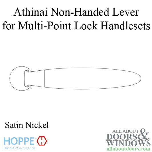 Athinai Non-Handed Lever Handle for Multipoint Lock Handlesets - Satin Nickel