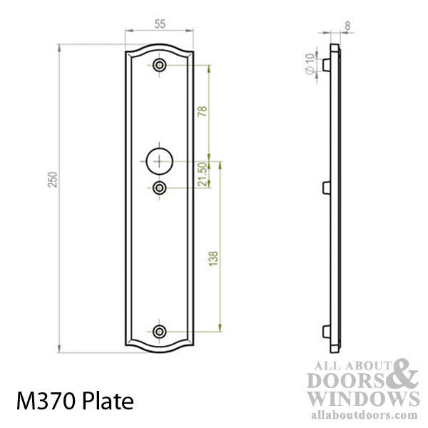Hoppe Wide Plate Munchen Active Handle Set, M112PL M370  Polished Brass - Hoppe Wide Plate Munchen Active Handle Set, M112PL M370  Polished Brass