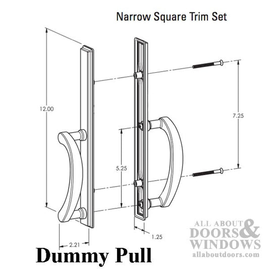 Expressions 1.25 x 12 Square Dummy Sliding Door Handle