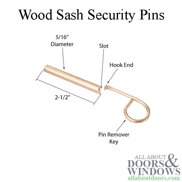 Wood Sash Security Pins - Brass - Wood Sash Security Pins - Brass