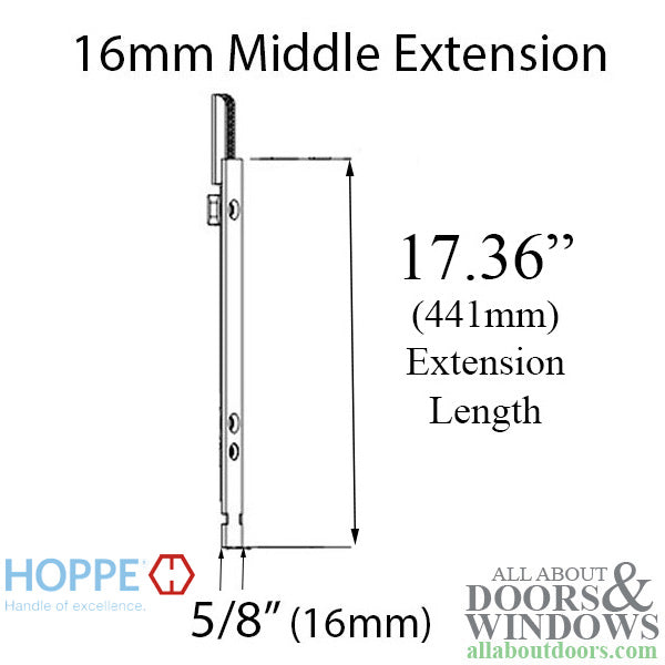 16mm Hoppe Manual Middle Extension, Shootbolt  17.36