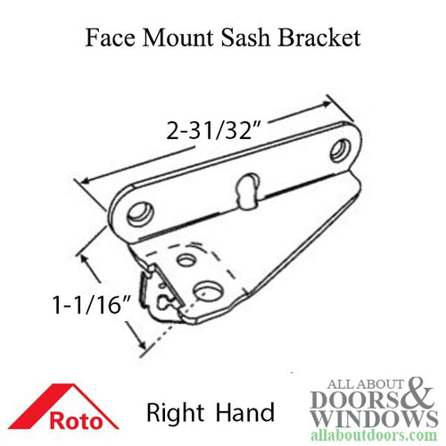 Roto Sash Bracket Assembly 35mm Face mount, Right Hand - Roto Sash Bracket Assembly 35mm Face mount, Right Hand