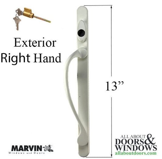 Elevate series, Sliding French Door Handle, Exterior Active Keyed, RH - White