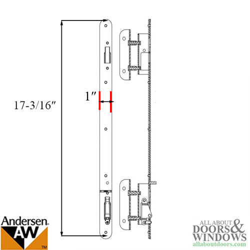 Andersen A-Series Passive Multipoint Lock Receiver For 4 Panel Sliding Doors - Andersen A-Series Passive Multipoint Lock Receiver For 4 Panel Sliding Doors