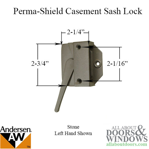 Andersen Casement Window Sash Lock, Perma-Shield 1979-95, RH - Stone - Andersen Casement Window Sash Lock, Perma-Shield 1979-95, RH - Stone