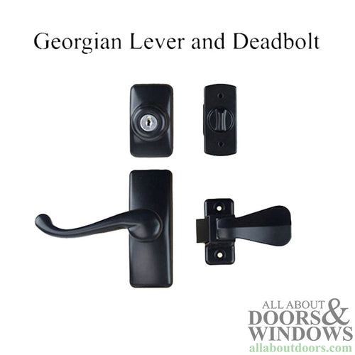 Blemished Storm Door Lever Handle With Keyed Deadbolt Georgian Storm Door Handle - Black - Blemished Storm Door Lever Handle With Keyed Deadbolt Georgian Storm Door Handle - Black