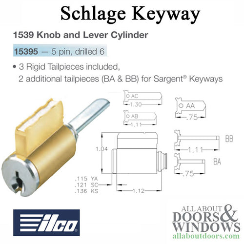 Keyed Knob or Lever Lockset Cylinder Schlage Keyed Alike to 5 Pin - Keyed Knob or Lever Lockset Cylinder Schlage Keyed Alike to 5 Pin