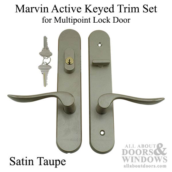 Marvin Active Keyed Handle Set Trimset with interior thumbturn - Satin Taupe - Marvin Active Keyed Handle Set Trimset with interior thumbturn - Satin Taupe