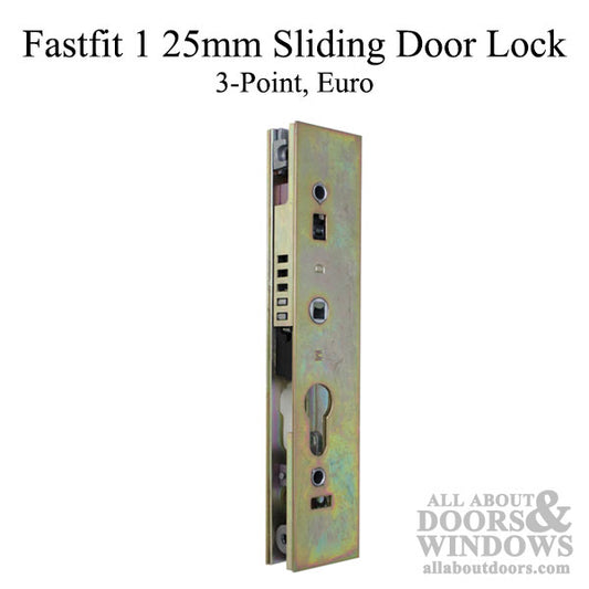 Discontinued Fastfit 1 Sliding Door Lock 25mm- Euro Style 3-point Lock