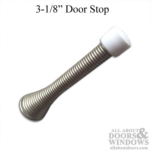 3-1/8 Inch Spring Door Stop - Satin Nickel - 3-1/8 Inch Spring Door Stop - Satin Nickel